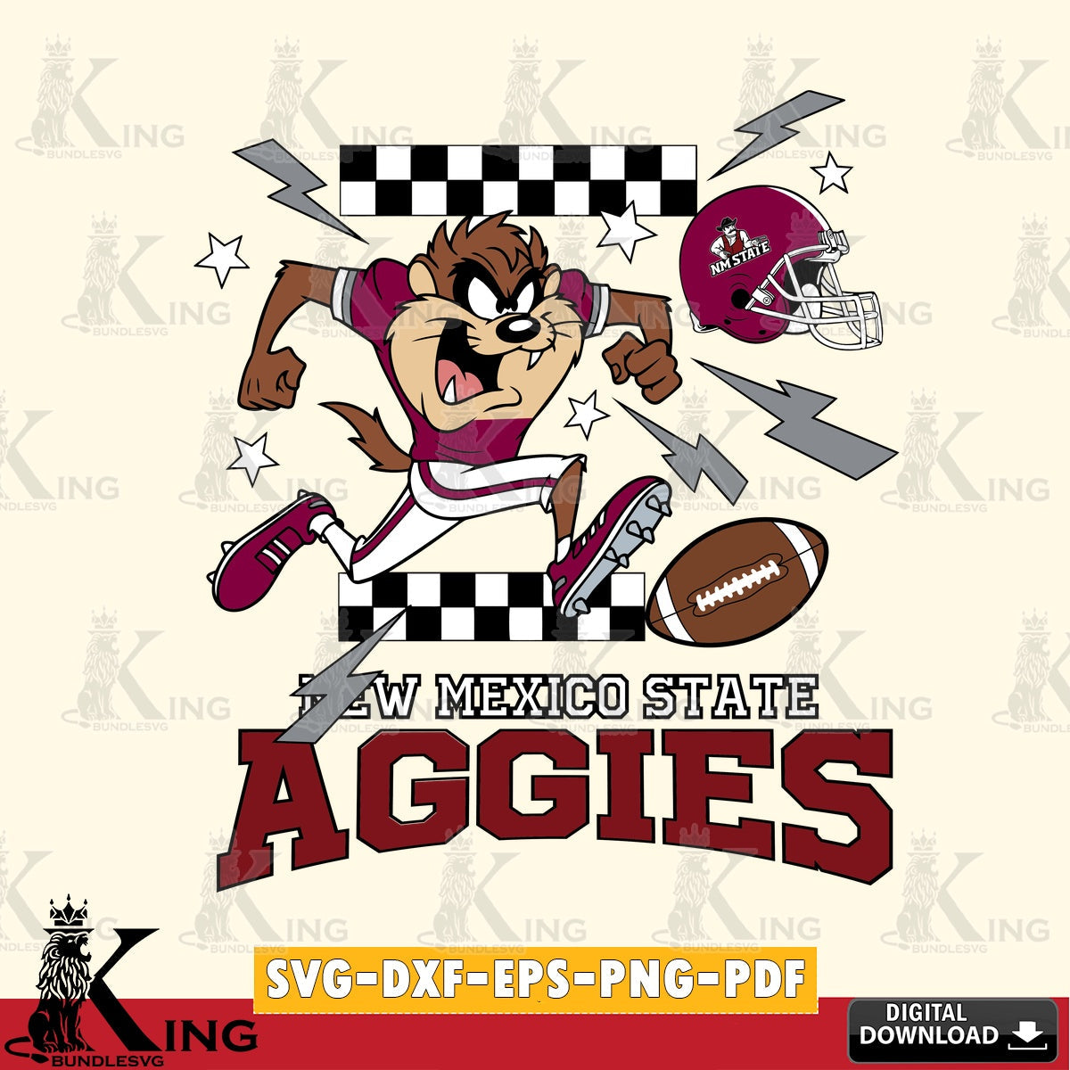 New Mexico State Aggies Taz Football Lightning SVG file, Cut file  , Digital Download , Instant Download, Taz svg, NCAA svg