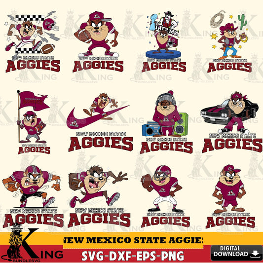 New Mexico State Aggies Taz Football NCAA Bundle SVG file, Cut file  , Digital Download , Instant Download, Taz svg, NCAA svg