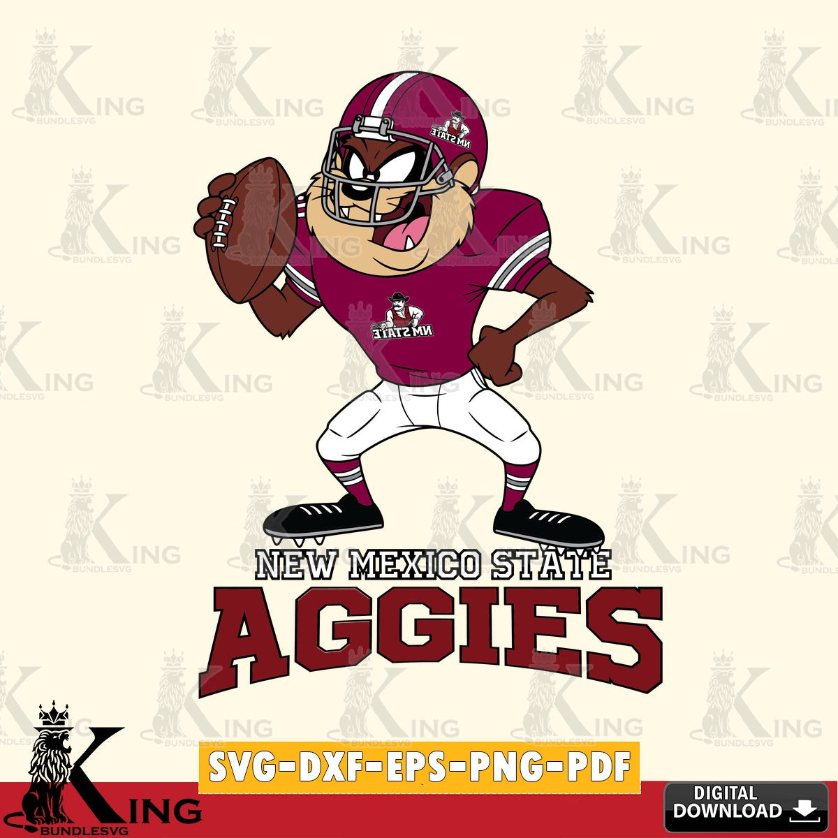 New Mexico State Aggies Taz Football Player SVG file, Cut file  , Digital Download , Instant Download, Taz svg, NCAA svg
