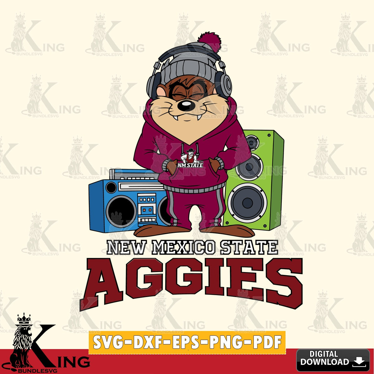New Mexico State Aggies Taz Hip Hop SVG file, Cut file  , Digital Download , Instant Download, Taz svg, NCAA svg