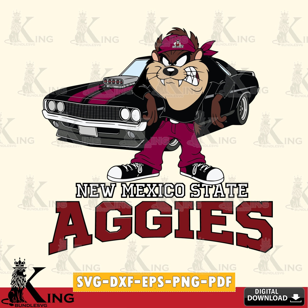 New Mexico State Aggies Taz Racing Car SVG file, Cut file  , Digital Download , Instant Download, Taz svg, NCAA svg