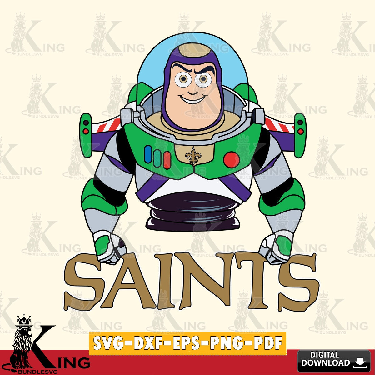 Vector design showing New Orleans Saints Buzz Lightyear football, a high-quality vector for DIY scrapbooking and home decor
