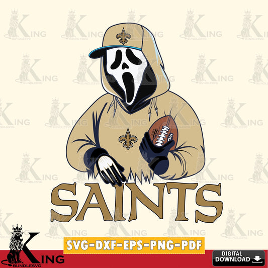 Beautiful illustration of a New Orleans Saints Ghostface Scream football player for NFL, SVG PNG files perfect for Cricut and