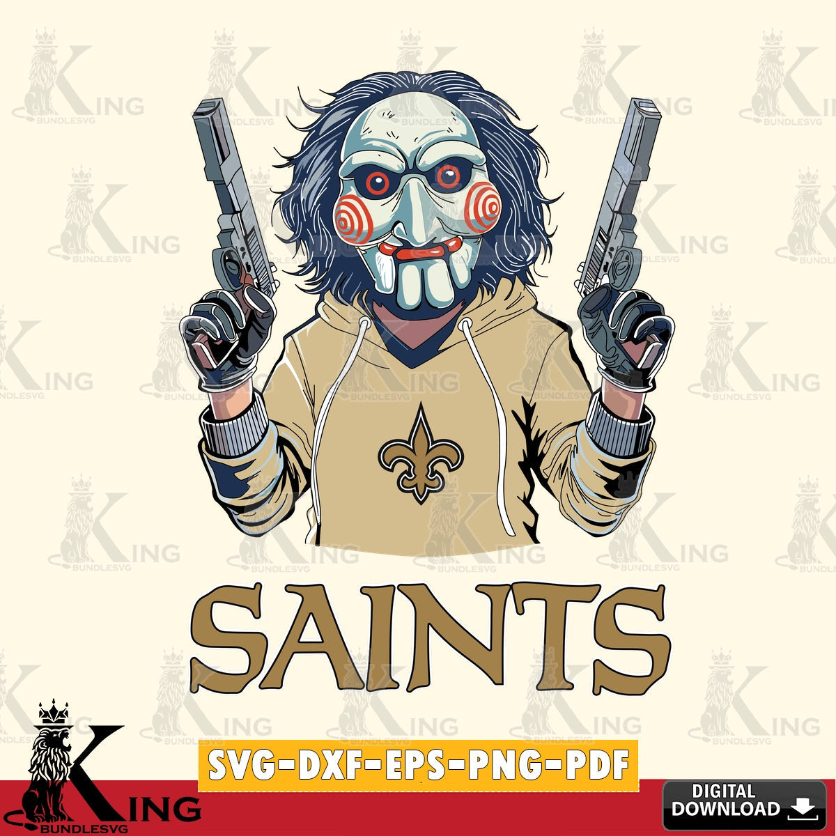 Modern graphic depicting a New Orleans Saints Jigsaw Billy Football, high-quality vector for DIY scrapbooking and home decor
