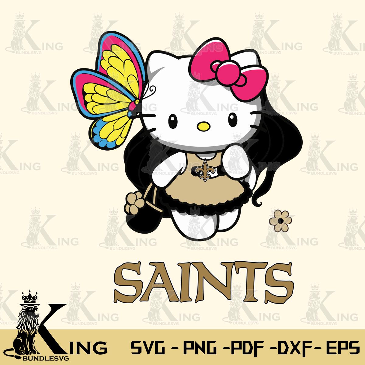 New Orleans Saints Kitty Cartoon Svg Eps Dxf Png File, Digital Download