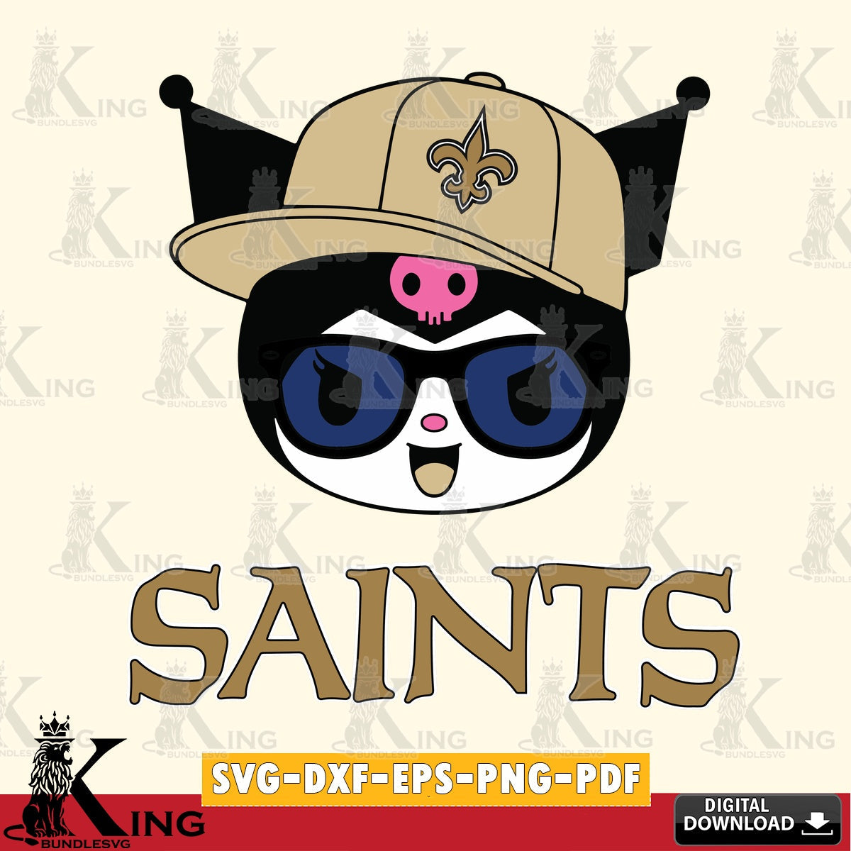 New Orleans Saints Kuromi Football Cool SVG file, Cricut, Cut file  , Digital Download , Instant Download, Sanrio svg, Clipart
