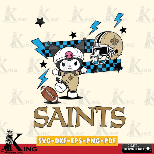 New Orleans Saints Kuromi Game Day SVG file, Cricut, Cut file  , Digital Download , Instant Download, Sanrio svg, Clipart