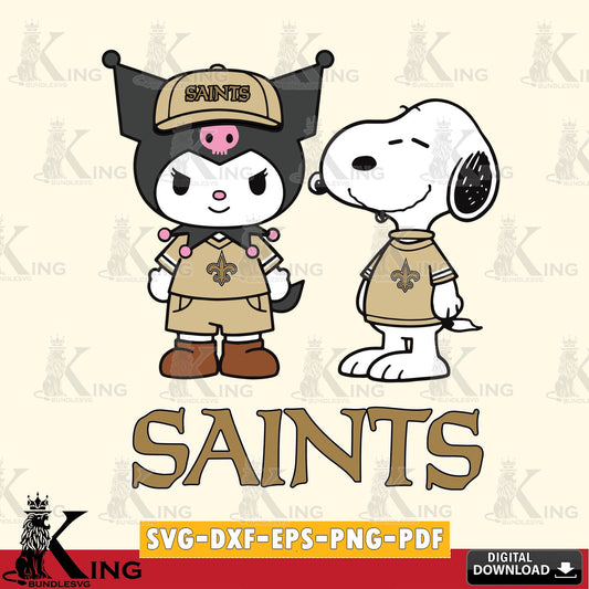 New Orleans Saints Kuromi Snoopy Football SVG file, Cricut, Cut file  , Digital Download , Instant Download, Sanrio svg, Clipart