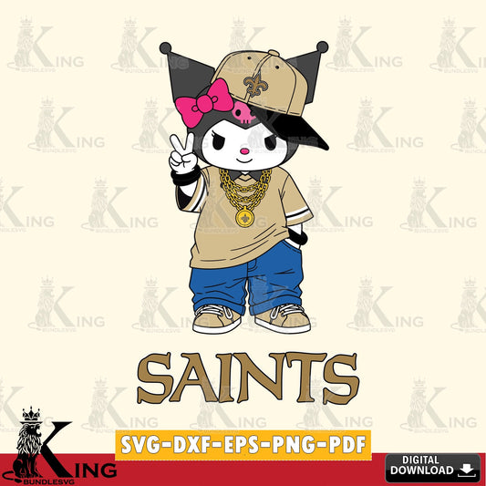 New Orleans Saints Kuromi Streetwear Style SVG file, Cricut, Cut file  , Digital Download , Instant Download, Sanrio svg, Clipart