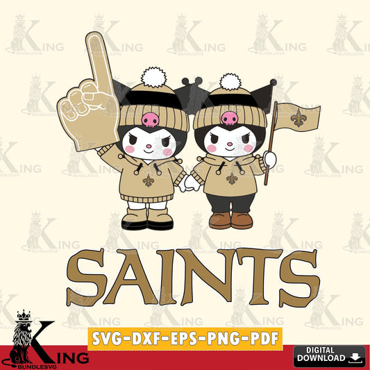 New Orleans Saints Kuromi rugby Fan SVG file, Cricut, Cut file  , Digital Download , Instant Download, Sanrio svg, Clipart