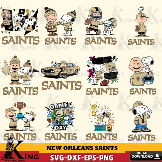 New Orleans Saints Peanuts Play Football NFL Bundle Cricut file , Cut file  , Digital Download , PDF File , Instant Download