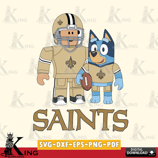 New Orleans Saints Roblox & Bluey Football SVG file , Cricut, NFL  File cut , Digital Download , PDF File