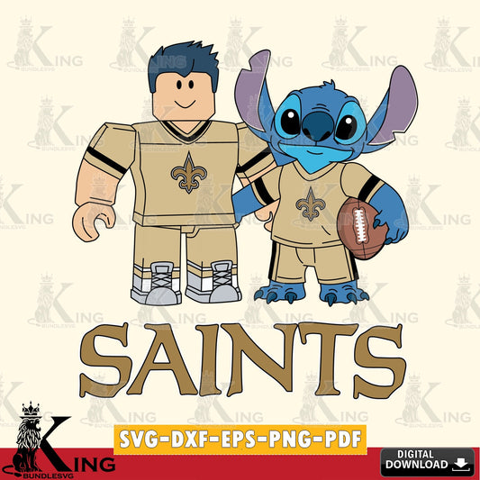 New Orleans Saints Roblox & Stitch Football SVG file , Cricut, NFL  File cut , Digital Download , PDF File