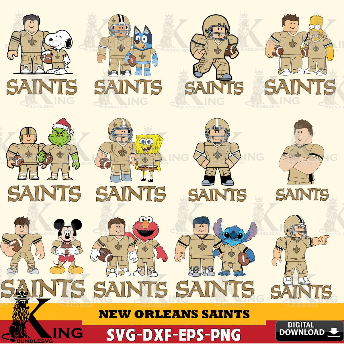 New Orleans Saints Roblox With Friends football NFL Bundle SVG file , Cricut, NFL  File cut , Digital Download , PDF File