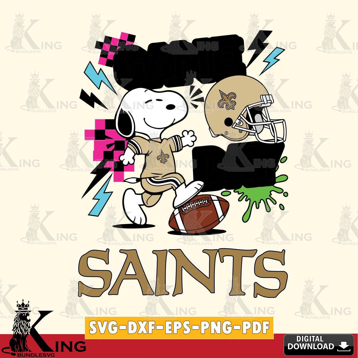 New Orleans Saints Snoopy Game day Cricut file , Cut file  , Digital Download , PDF File , Instant Download