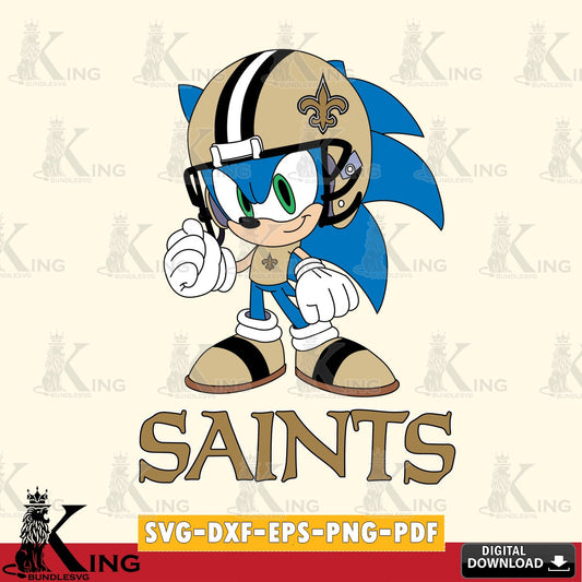 Eye-catching graphic of a New Orleans Saints Sonic Football Mascot SVG cut file for personalized gifts and laser projects