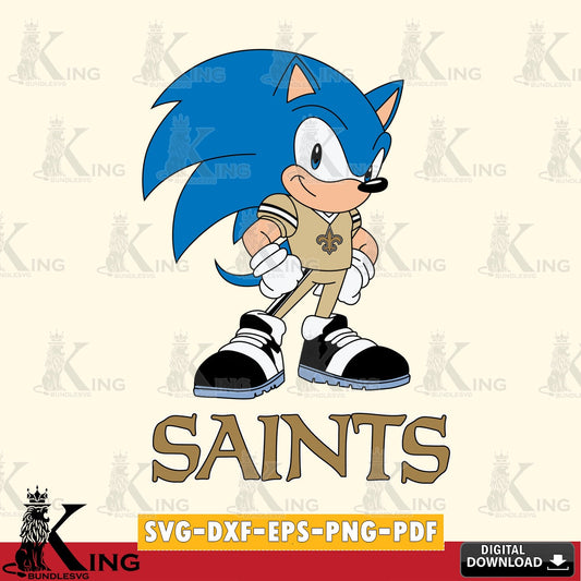 Custom design featuring a New Orleans Saints Sonic Football Star Mascot digital file for silhouette cameo and cricut projects