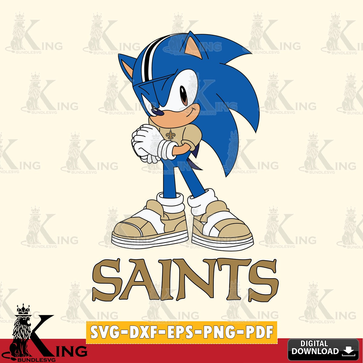 Detailed illustration of New Orleans Saints Sonic cute Football PNG clipart for sublimation printing and graphic design