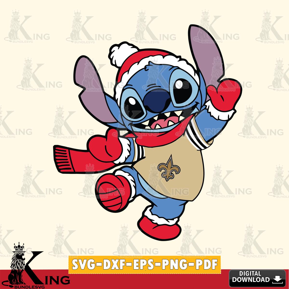 New Orleans Saints Stitch Disney Christmas SVG, NFL for Cricut, Silhouette, Digital Download , file cut