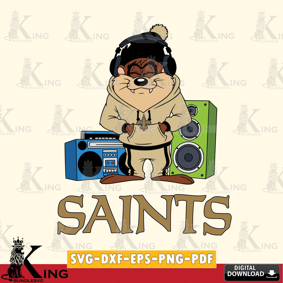 New Orleans Saints Taz Hip Hop Cut file  , Digital Download , Instant Download, Looney Tunes svg, Football svg