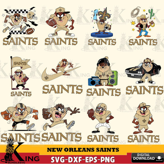 New Orleans Saints Taz (Looney Tunes) Football NFL Bundle Cut file  , Digital Download , Instant Download, Looney Tunes svg, Football svg