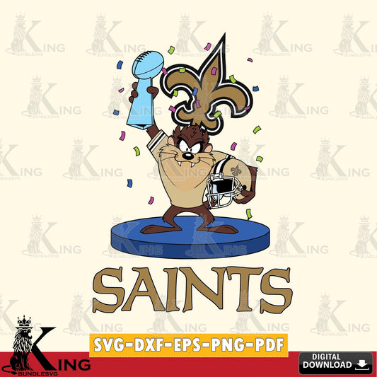 New Orleans Saints Taz Trophy Podium Cut file  , Digital Download , Instant Download, Looney Tunes svg, Football svg