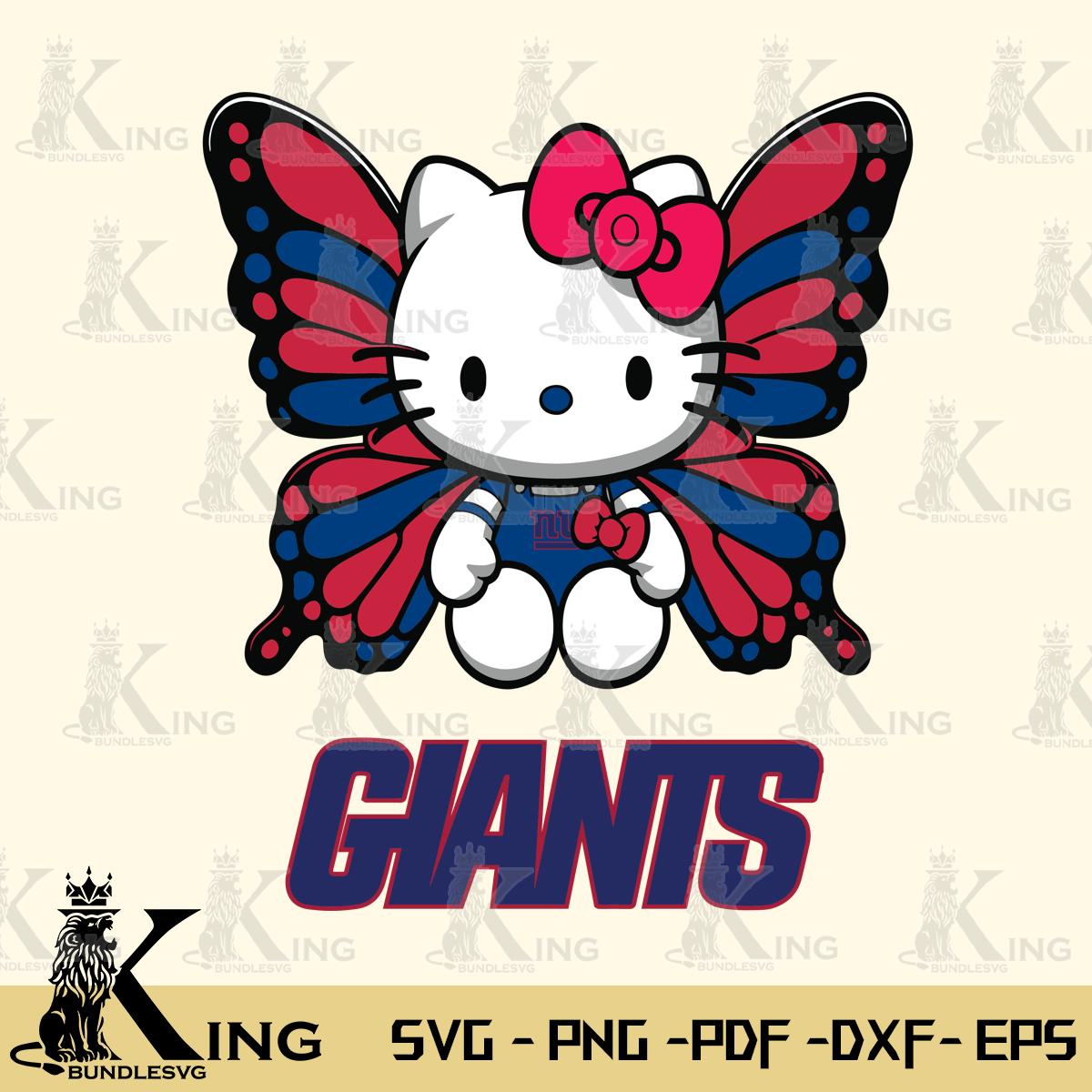 New York Giants Butterfly Kitty Delight Svg Eps Dxf Png File, Digital Download