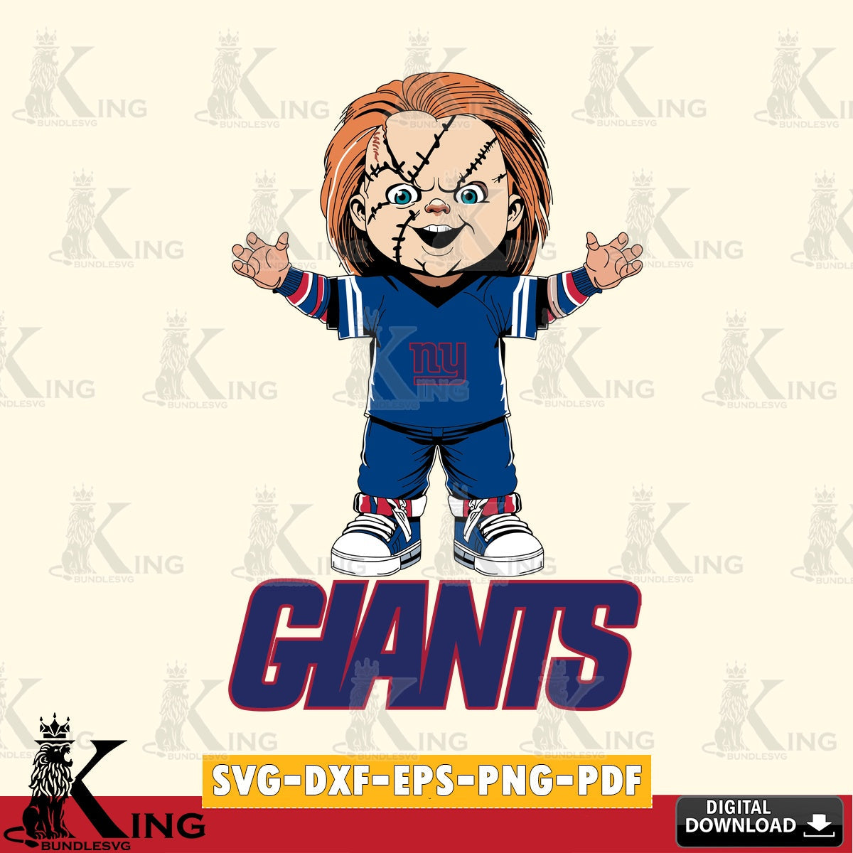 Printable art of New York Giants Chucky Football, a crafting file for iron-on transfer and vinyl decals.