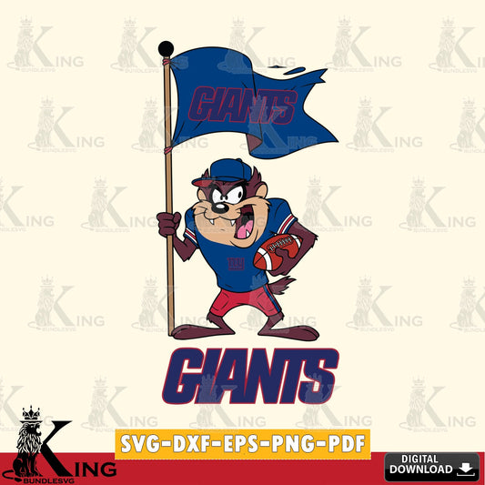 New York Giants Football Taz Flag Art Cut file  , Digital Download , Instant Download, Looney Tunes svg, Football svg