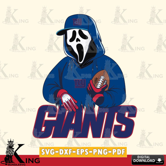 Custom design featuring New York Giants Ghostface Scream football player, PNG clipart for sublimation printing and graphic design