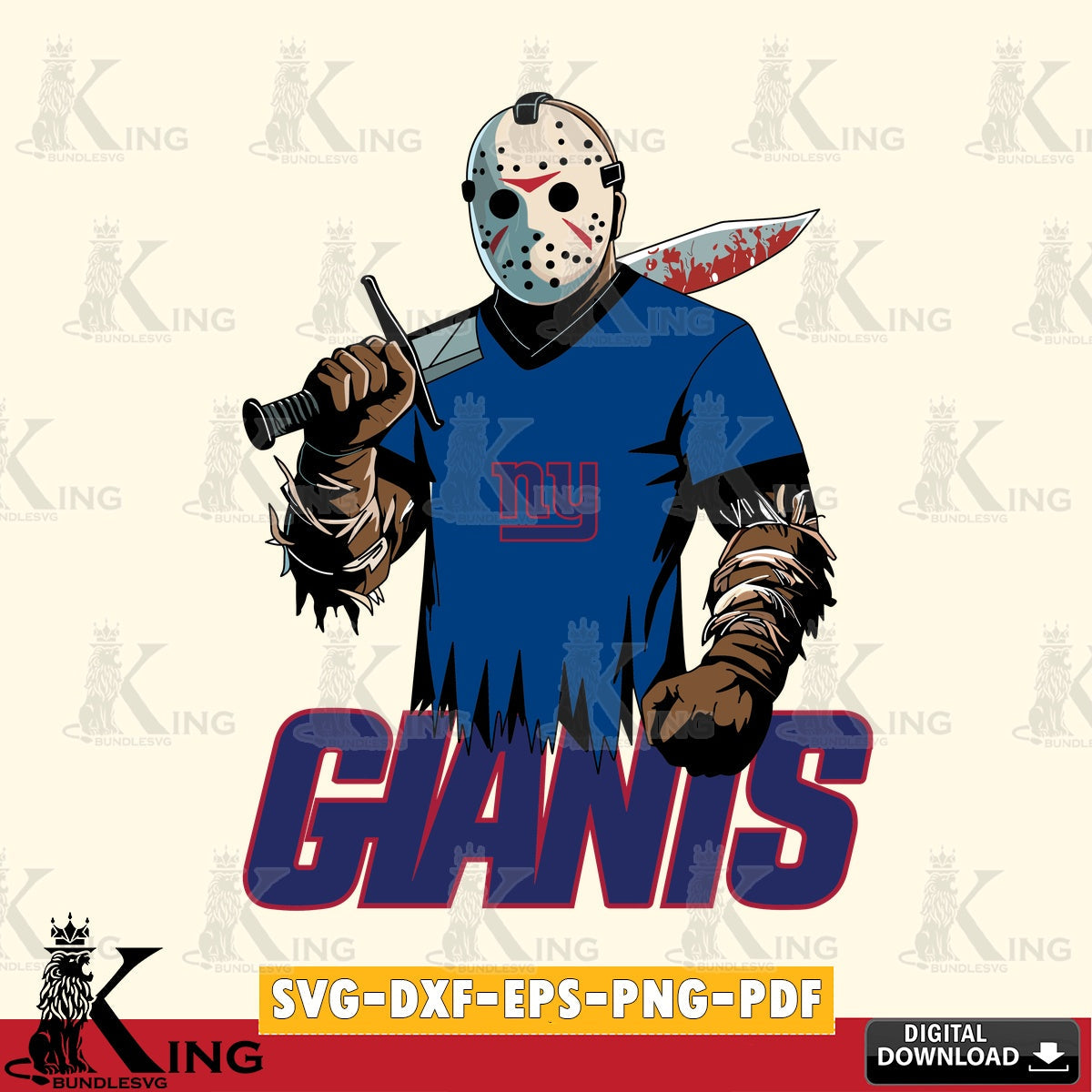 Printable art of New York Giants Jason Voorhees football, a cut file ideal for vinyl projects and T-shirt printing.
