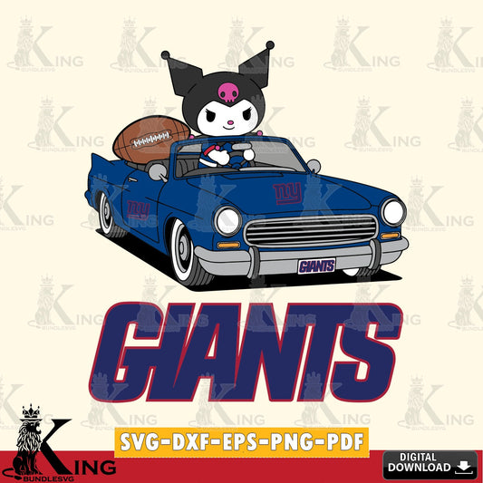 New York Giants Kuromi Car Football Game SVG file, Cricut, Cut file  , Digital Download , Instant Download, Sanrio svg, Clipart
