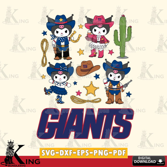 New York Giants Kuromi Cowboy Western SVG file, Cricut, Cut file  , Digital Download , Instant Download, Sanrio svg, Clipart
