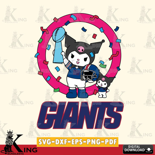 New York Giants Kuromi Football Champion SVG file, Cricut, Cut file  , Digital Download , Instant Download, Sanrio svg, Clipart