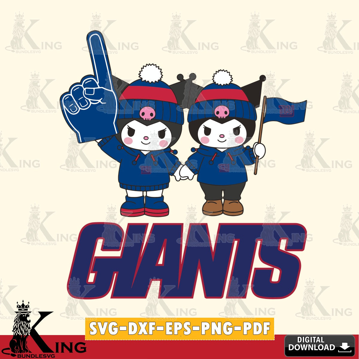 New York Giants Kuromi rugby Fan SVG file, Cricut, Cut file  , Digital Download , Instant Download, Sanrio svg, Clipart