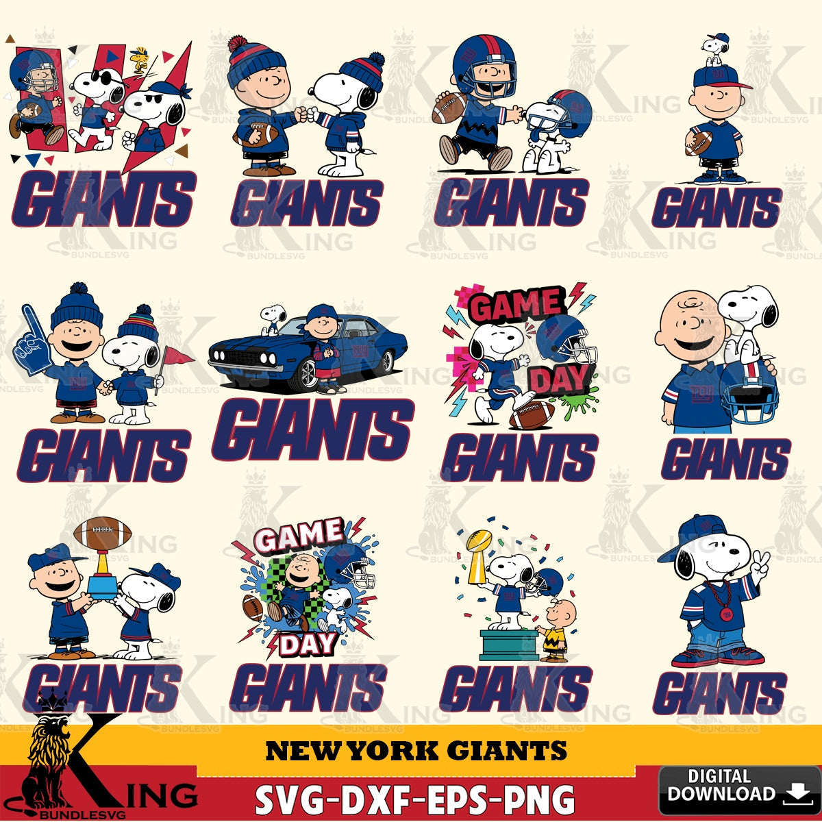 New York Giants Peanuts Play Football NFL Bundle Cricut file , Cut file  , Digital Download , PDF File , Instant Download