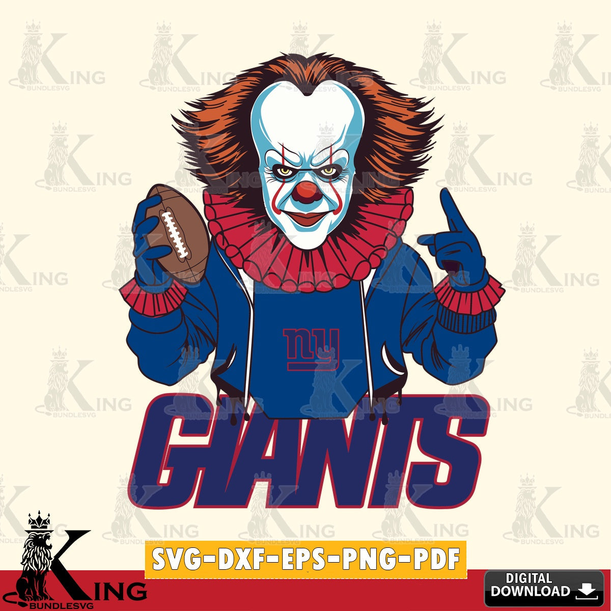 Vector design showing New York Giants Pennywise player football, printable vector design for sublimation and crafts
