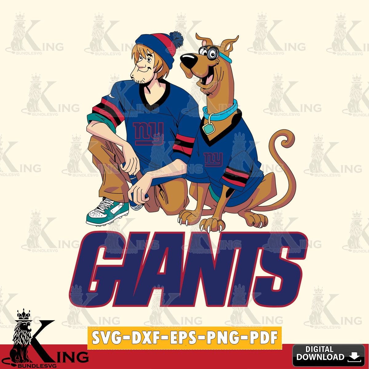Custom design featuring New York Giants Shaggy and Scooby Doo football SVG PNG files perfect for Cricut and Silhouette cutting
