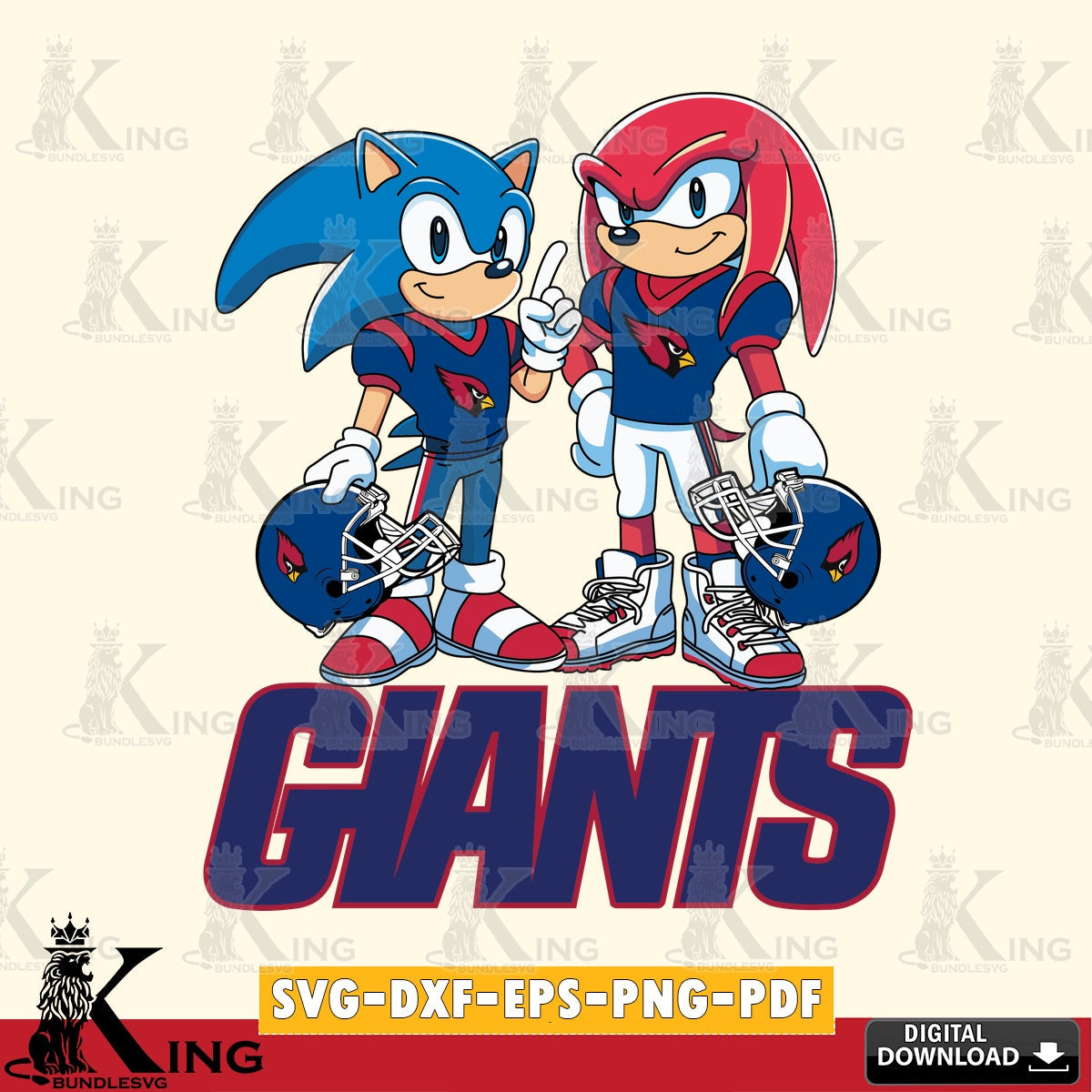 Eye-catching graphic of New York Giants Sonic and Knuckles football vector digital art SVG PNG files perfect for Cricut and