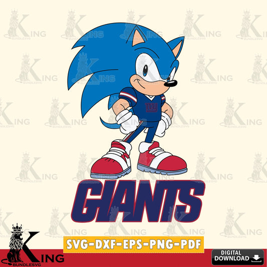 Eye-catching graphic of a New York Giants Sonic Football Star Mascot, printable vector design for sublimation and crafts
