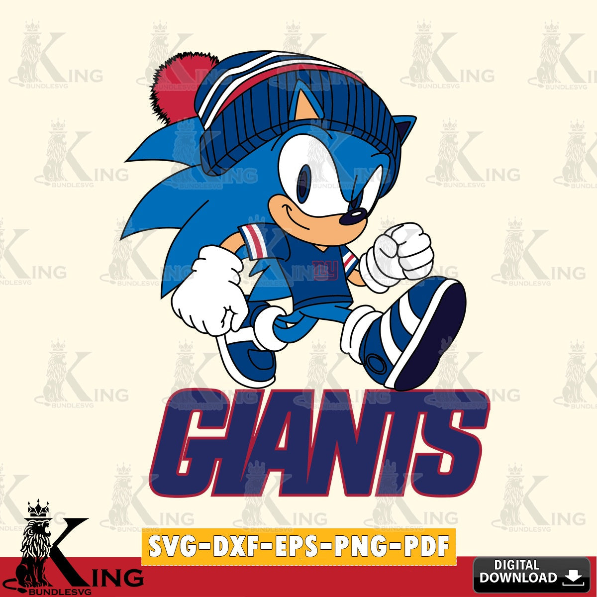 Artistic drawing of a New York Giants Sonic Football, a cut file ideal for vinyl projects and T-shirt printing.