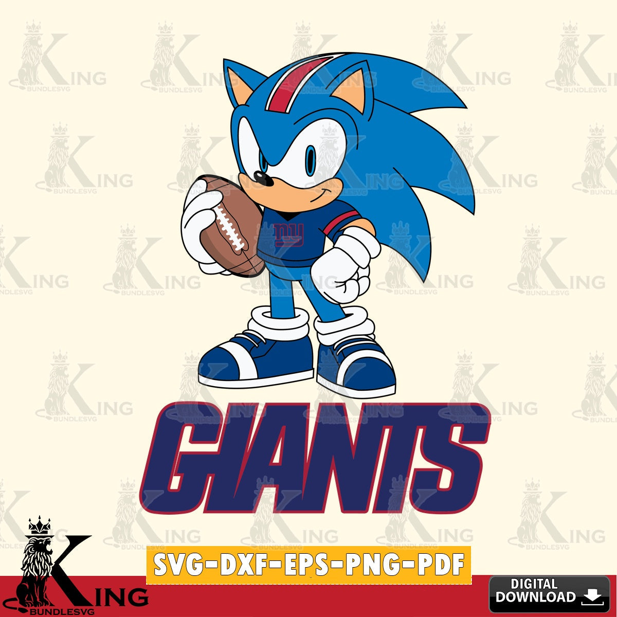 New York Giants Sonic Game Day Ready SVG file, Vector , Digital Download , PDF File , Instant Download