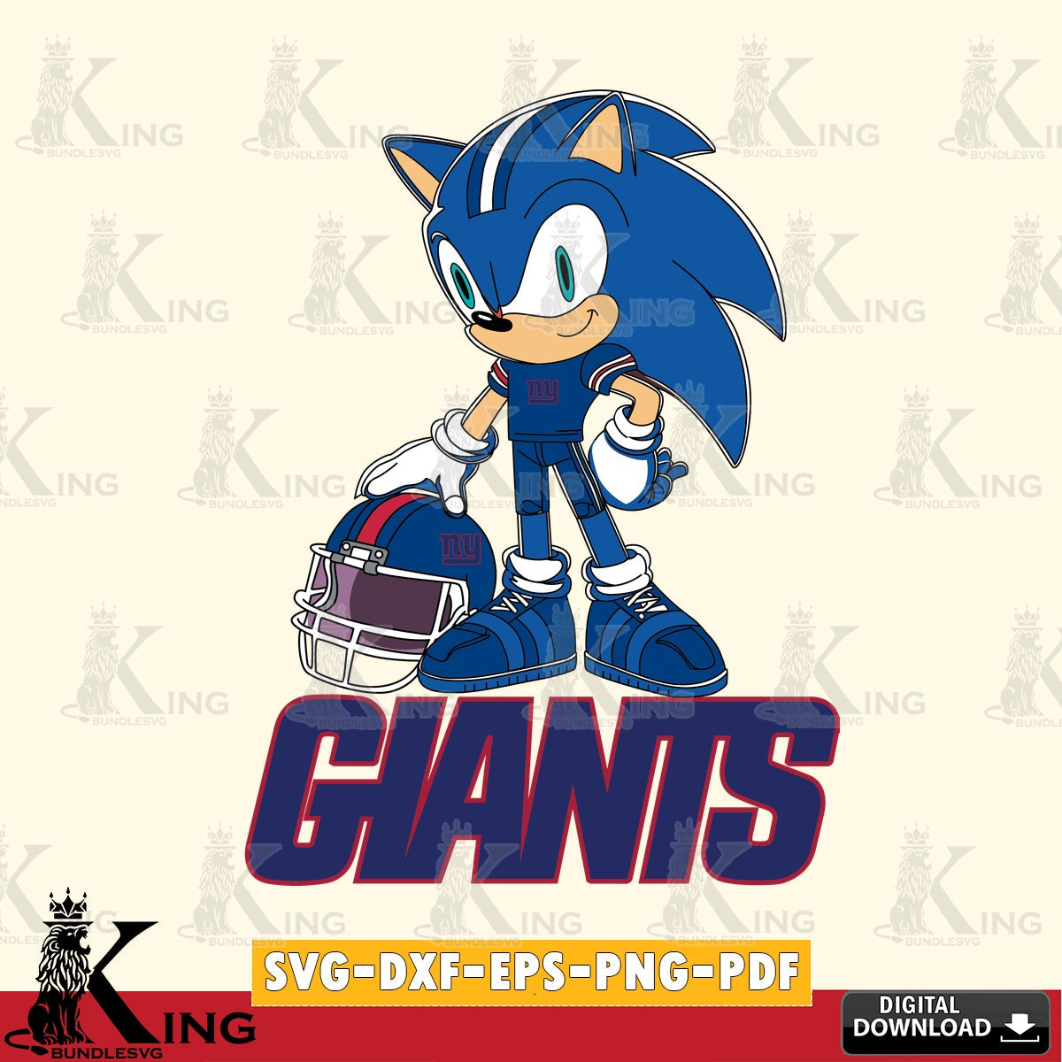 Vector design showing New York Giants Sonic Player Football, a cut file ideal for vinyl projects and T-shirt printing.
