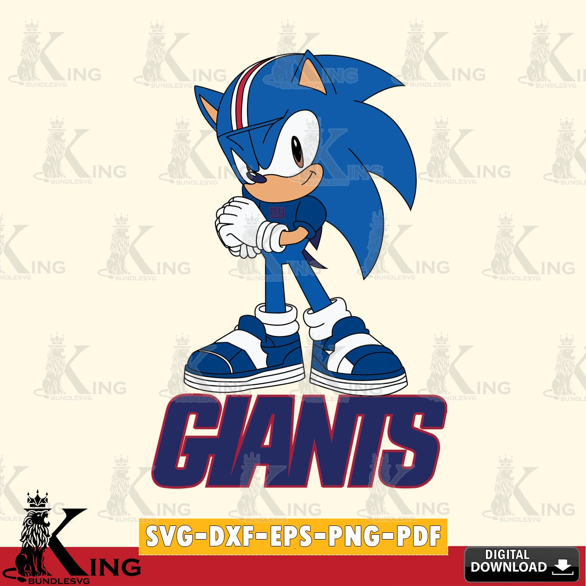 Custom design featuring a cute Sonic New York Giants football, high-quality vector for DIY scrapbooking and home decor