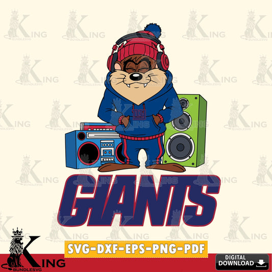 New York Giants Taz Hip Hop Cut file  , Digital Download , Instant Download, Looney Tunes svg, Football svg
