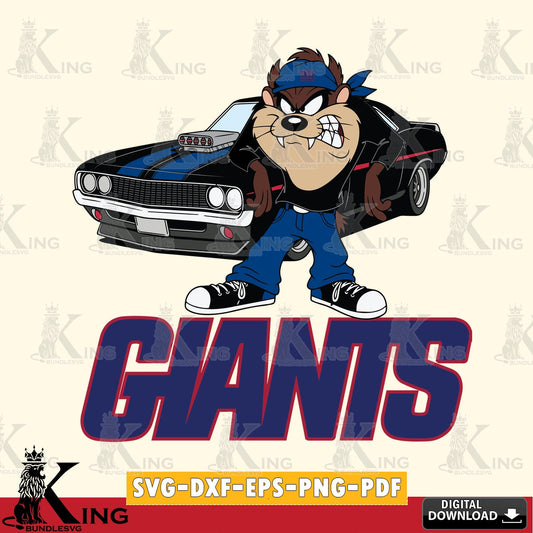New York Giants Taz Racing Car Cut file  , Digital Download , Instant Download, Looney Tunes svg, Football svg