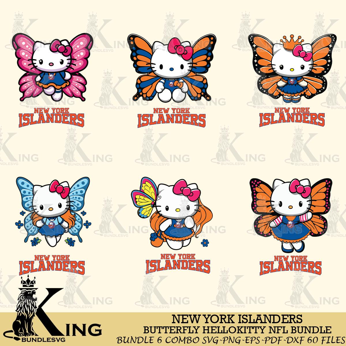 New York Islanders Butterfly Hello Kitty bundleSvg Eps Dxf Png File, Digital Download