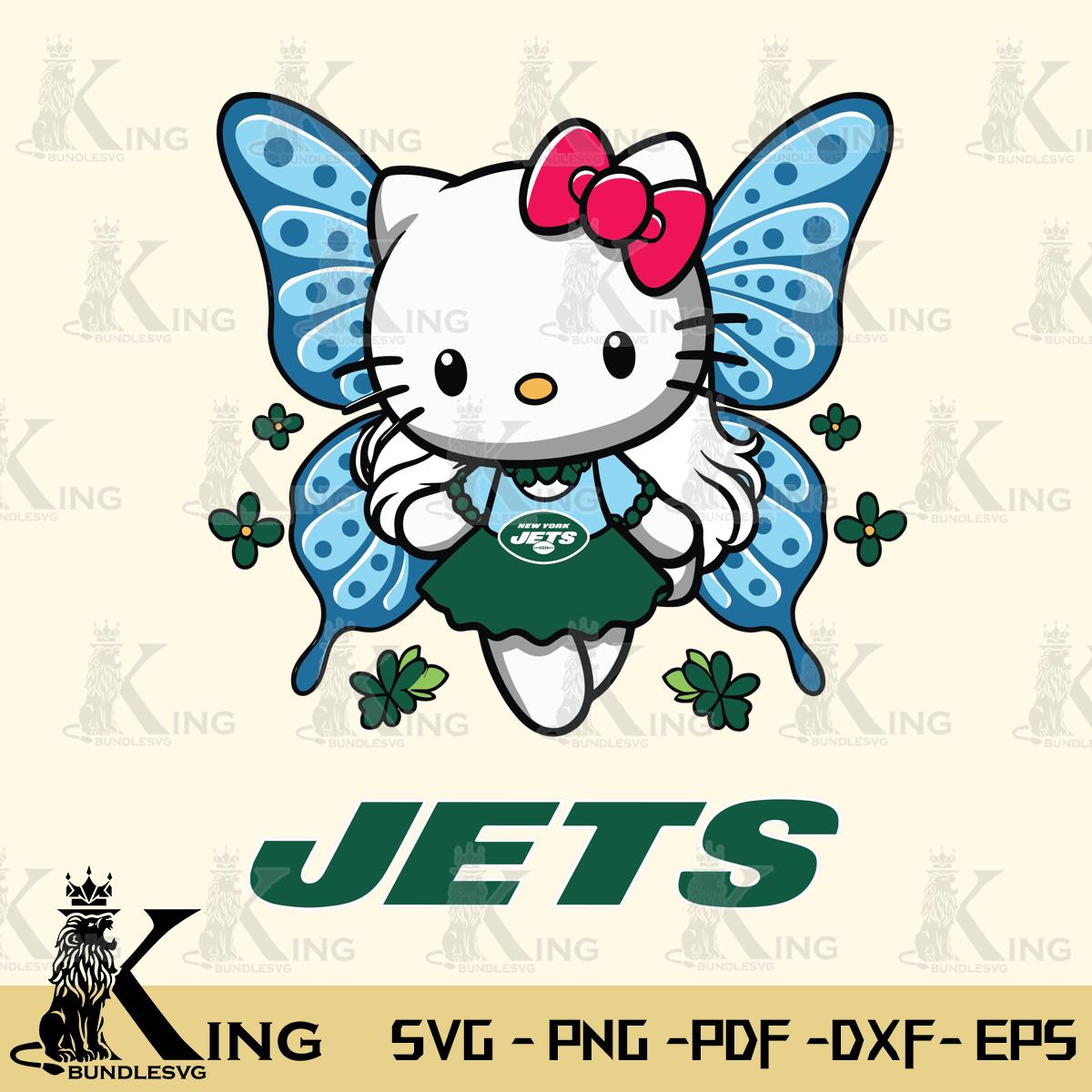 New York Jets Butterfly Kitty Charm Svg Eps Dxf Png File, Digital Download