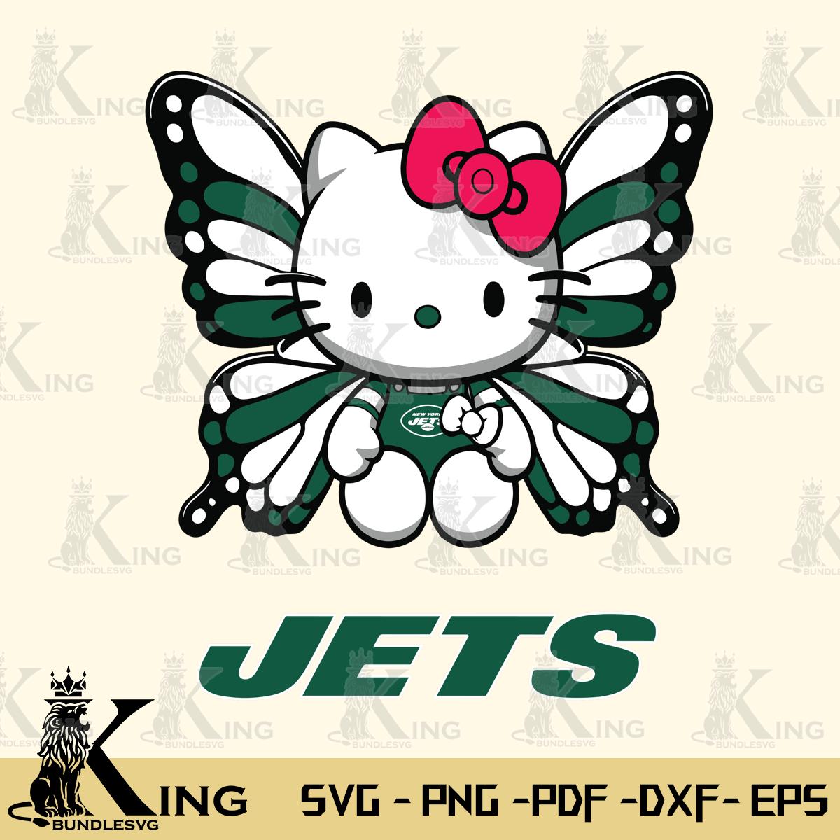 New York Jets Butterfly Kitty Delight Svg Eps Dxf Png File, Digital Download