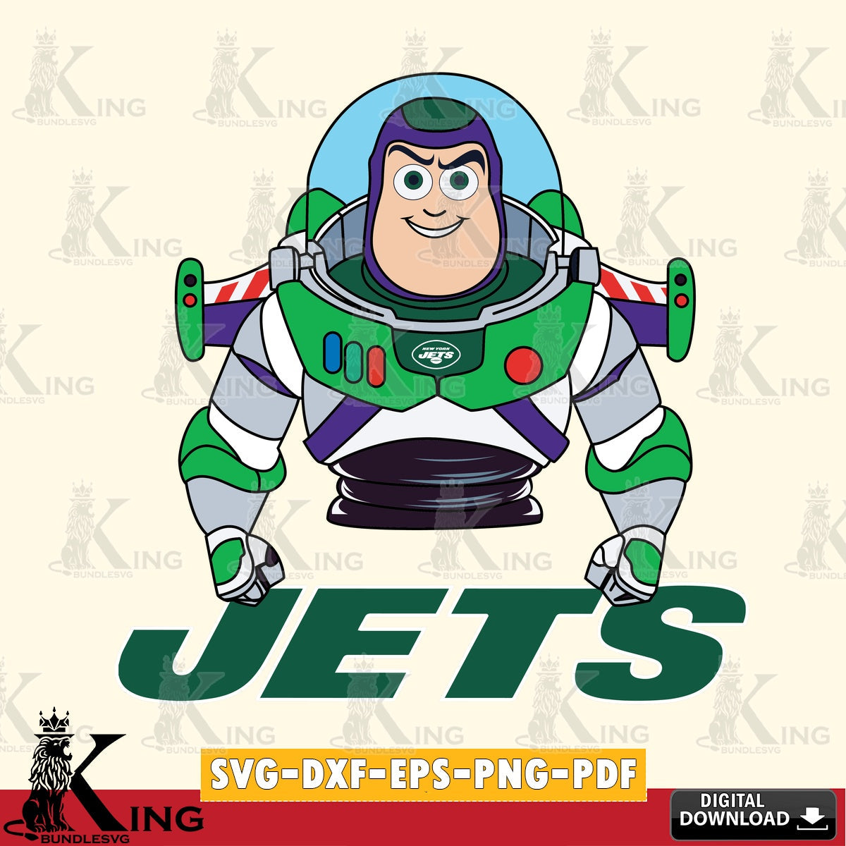 Creative design featuring New York Jets Buzz Lightyear Football, a printable vector design for sublimation and crafts